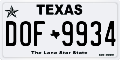 TX license plate DOF9934