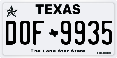 TX license plate DOF9935