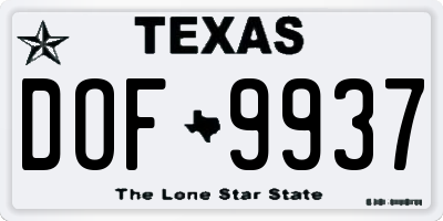 TX license plate DOF9937