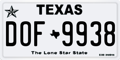 TX license plate DOF9938