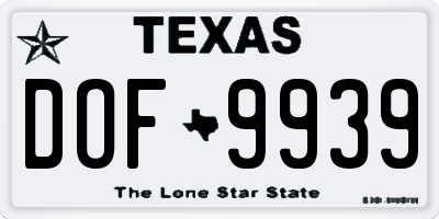 TX license plate DOF9939