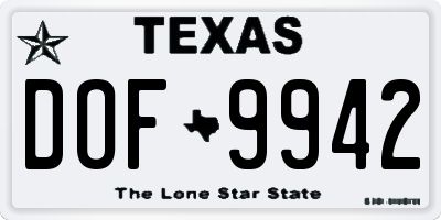 TX license plate DOF9942