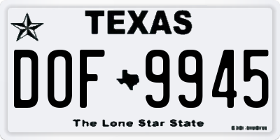 TX license plate DOF9945