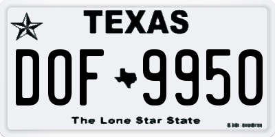 TX license plate DOF9950