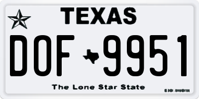 TX license plate DOF9951