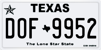 TX license plate DOF9952
