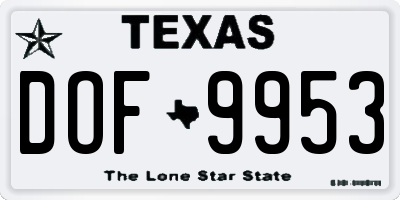 TX license plate DOF9953
