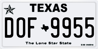 TX license plate DOF9955