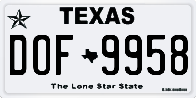 TX license plate DOF9958