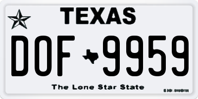 TX license plate DOF9959