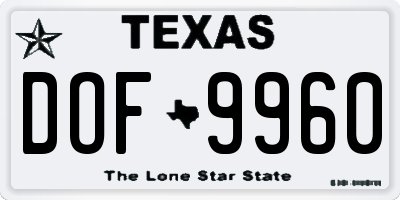 TX license plate DOF9960