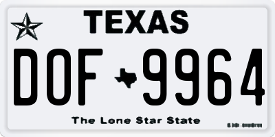 TX license plate DOF9964
