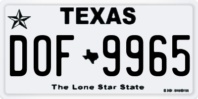 TX license plate DOF9965