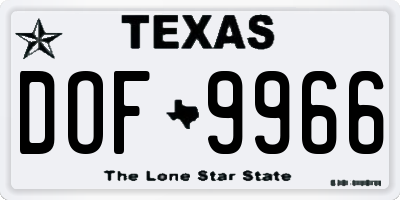 TX license plate DOF9966