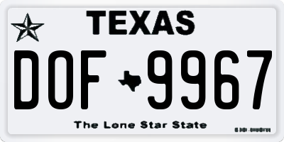 TX license plate DOF9967