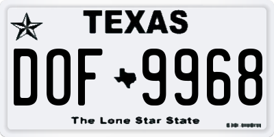 TX license plate DOF9968