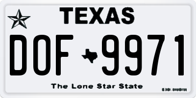 TX license plate DOF9971