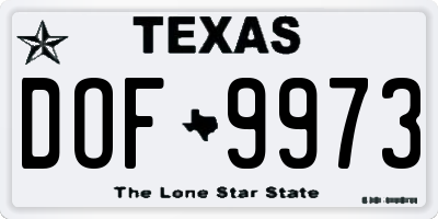 TX license plate DOF9973