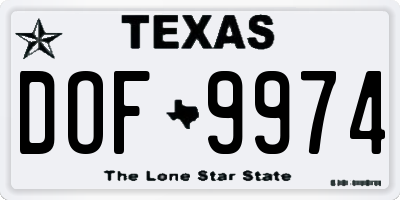 TX license plate DOF9974