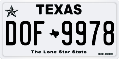 TX license plate DOF9978