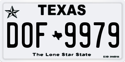 TX license plate DOF9979