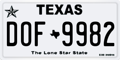 TX license plate DOF9982