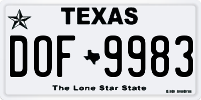 TX license plate DOF9983