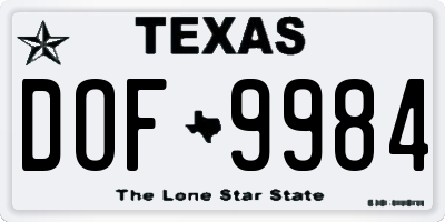 TX license plate DOF9984