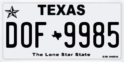 TX license plate DOF9985