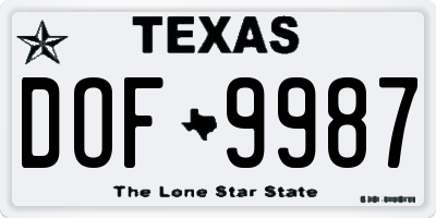TX license plate DOF9987