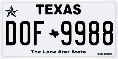 TX license plate DOF9988