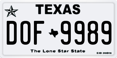 TX license plate DOF9989