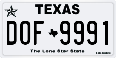 TX license plate DOF9991