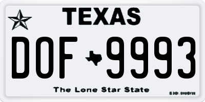 TX license plate DOF9993