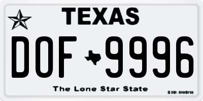 TX license plate DOF9996
