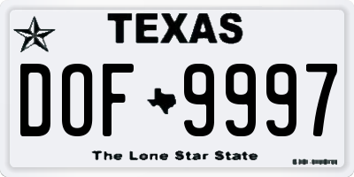 TX license plate DOF9997