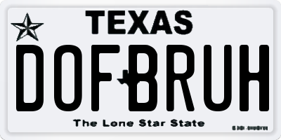 TX license plate DOFBRUH