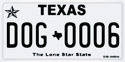 TX license plate DOG0006