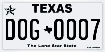 TX license plate DOG0007