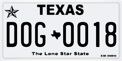 TX license plate DOG0018