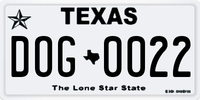 TX license plate DOG0022