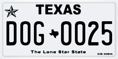 TX license plate DOG0025