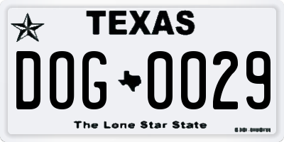 TX license plate DOG0029