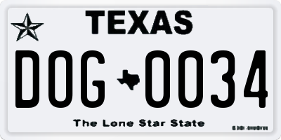 TX license plate DOG0034