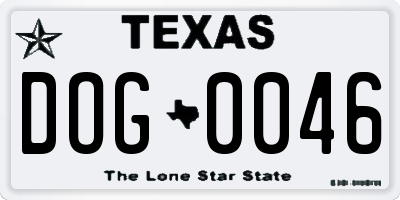TX license plate DOG0046