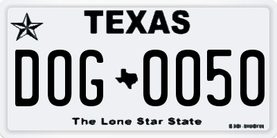 TX license plate DOG0050