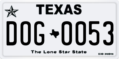 TX license plate DOG0053