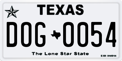 TX license plate DOG0054