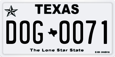 TX license plate DOG0071
