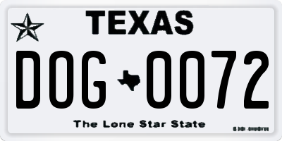 TX license plate DOG0072